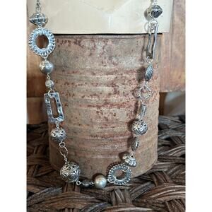 Vintage Chunky Silver Chain Statement Necklace